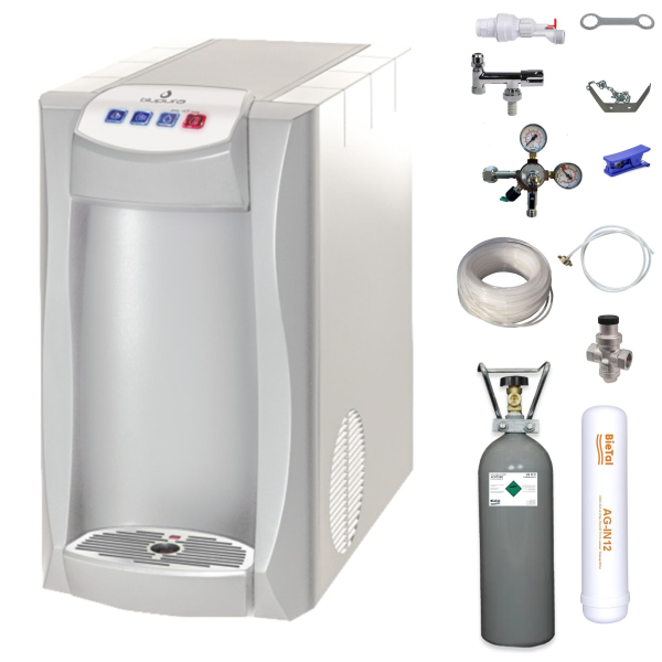 blupura Piccola HOT 15 Fizz weiß mit Heißwasser & Sprudel Tafel Wasser Zapfanlage