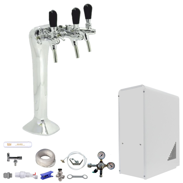 Tafelwasseranlage BieTal® BT-10U Sprudel Wasser Gerät & Cobra Chrom Schanksäule