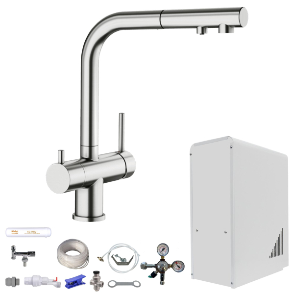 Tafelwasseranlage BieTal® BT-10U Tafelwassergerät & Blanco Fontas-S II Edelstahl