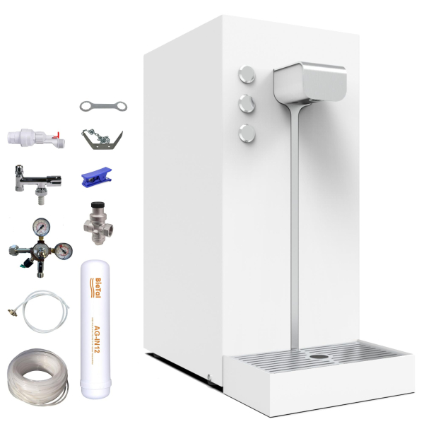 Italbedis Flux Slim Plus weiss Sprudelwasser Tafelwasser Zapfanlage KOMPLETTSET