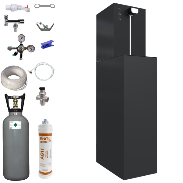 Italbedis Flux 30 Office Plus schwarz Sprudel Wasser Spender Anlage SET 6 kg CO2
