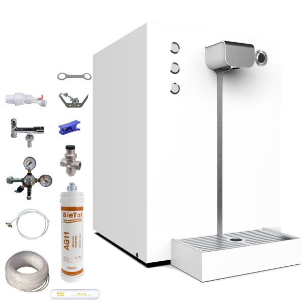 Italbedis Flux 30 Plus HOT Weiss Premium Sprudel Wasser Spender Anlage Gerät SET