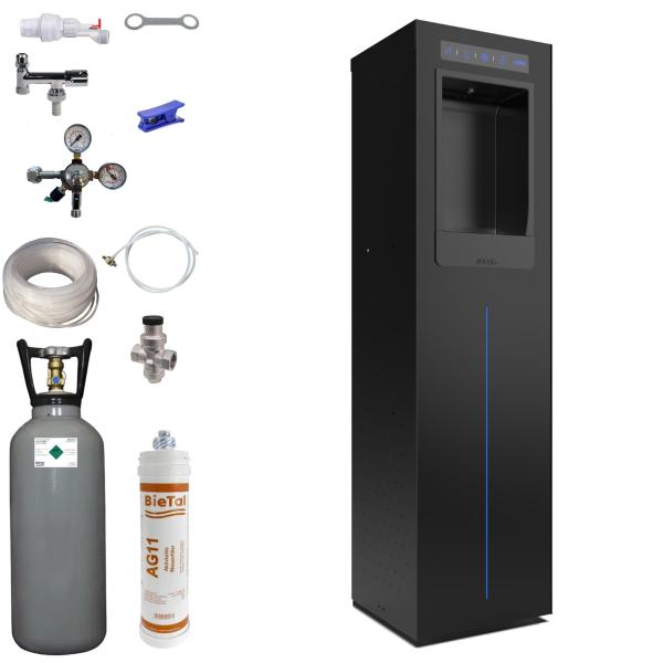 Italbedis H2Office PRO Plus schwarz Sprudel Wasser Spender Anlage Gerät SET 5kg CO2