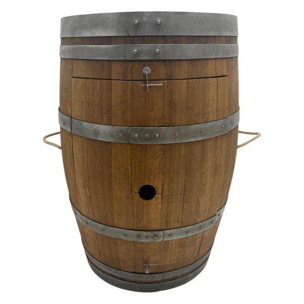 BieTal® Rustikales Barrique 225L Bierzapffass mit Stauraum und Ablageflächen