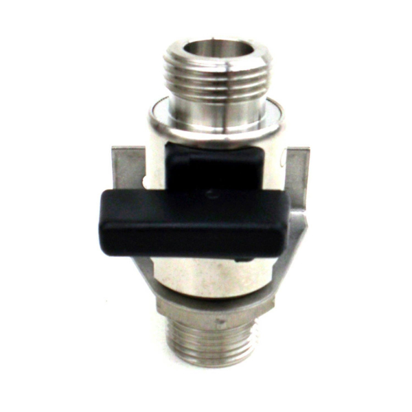 Wandhalter aus Edelstahl für Getränkeleitungen 10mm mit Kugelhahn