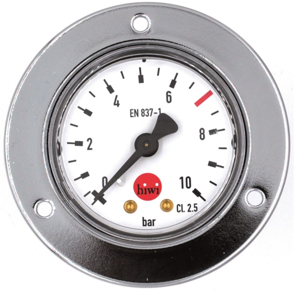Kontrolluhr Kontrollmanometer mit Frontblende für CO2, N2 & Mischgas zum Einbau