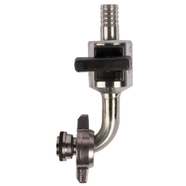 Bier Abstellhahn Bierabsperrhahn Edelstahl Micro Matic gebogen 10mm mit Tülle